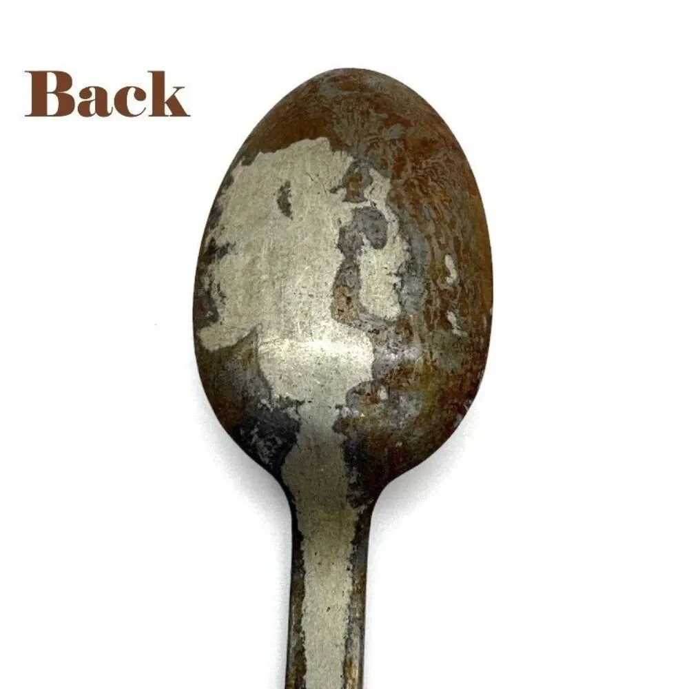 Vintage Unmarked Steel Serving Spoon Primitive Farmhouse Kitchen Utensil 13.5